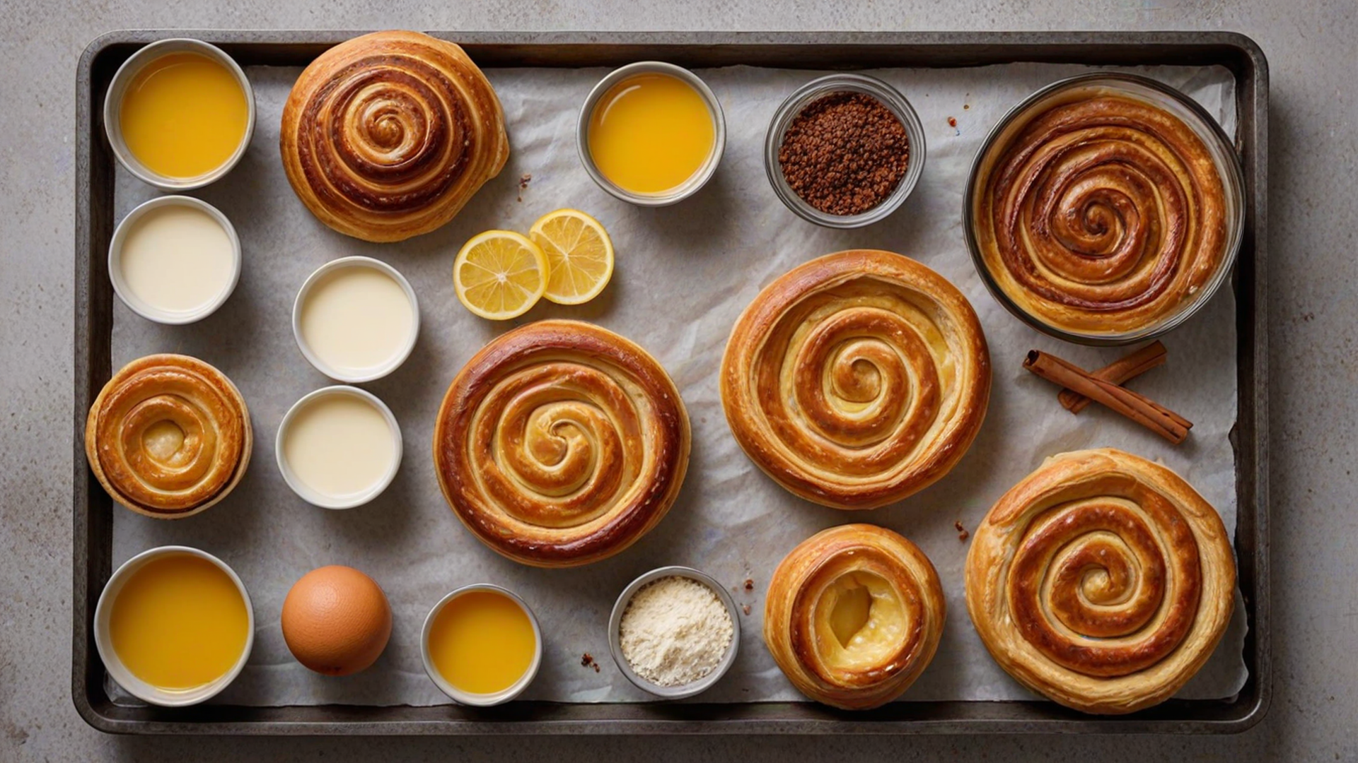 Authentic Portuguese Pastéis de Nata: Spiral Laminated Crust, 290°C Blast Furnace Baking & Torched Custard - Raw Ingredients Mise en Place